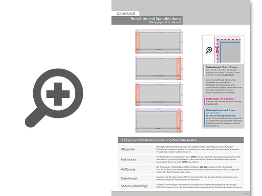 Product Bild brosch__re_mit_metall-spiralbindung__endformat_din_lang_quer_(210_x_99_mm)__200-seitig